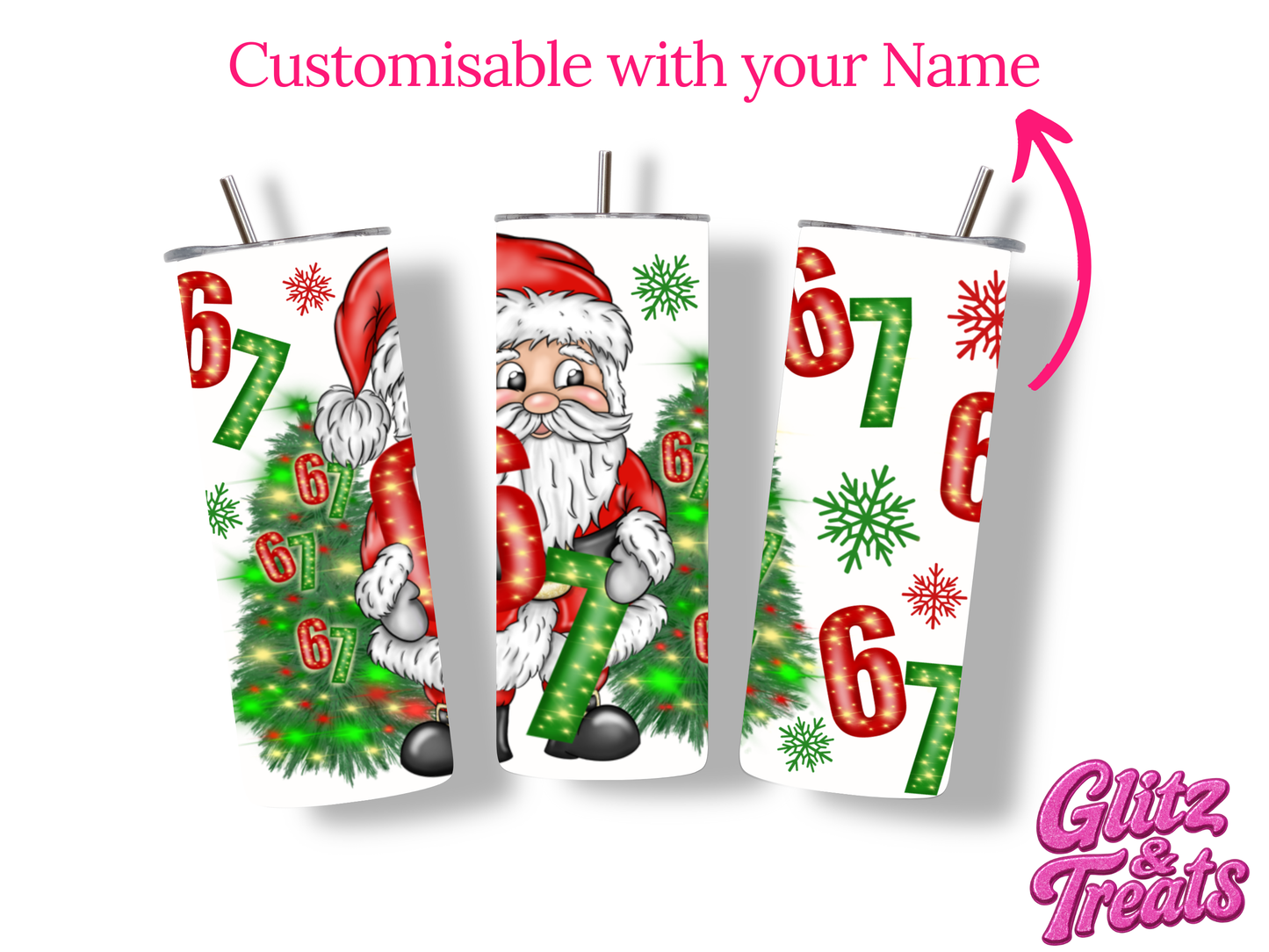 Santa’s Lucky 67 Christmas Tumbler – Personalised Festive Limited Edition