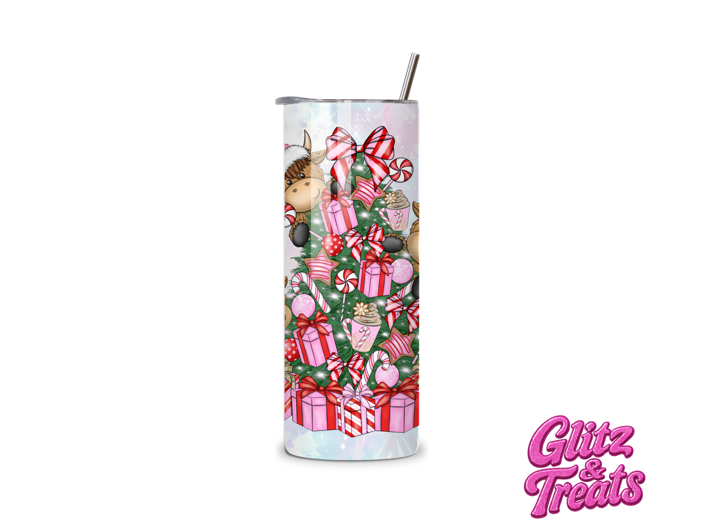 The Pink Highland Christmas Tumbler